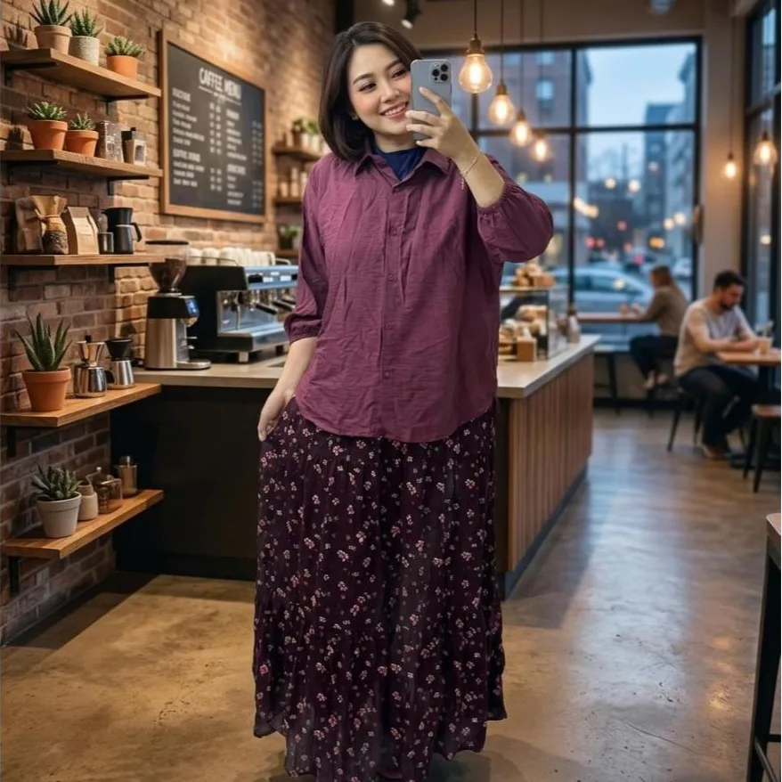 NEYDA - HANIA Oneset Rok Setelan Rayon Super Premium mix Atasan linen Premium Kekinian terbaru