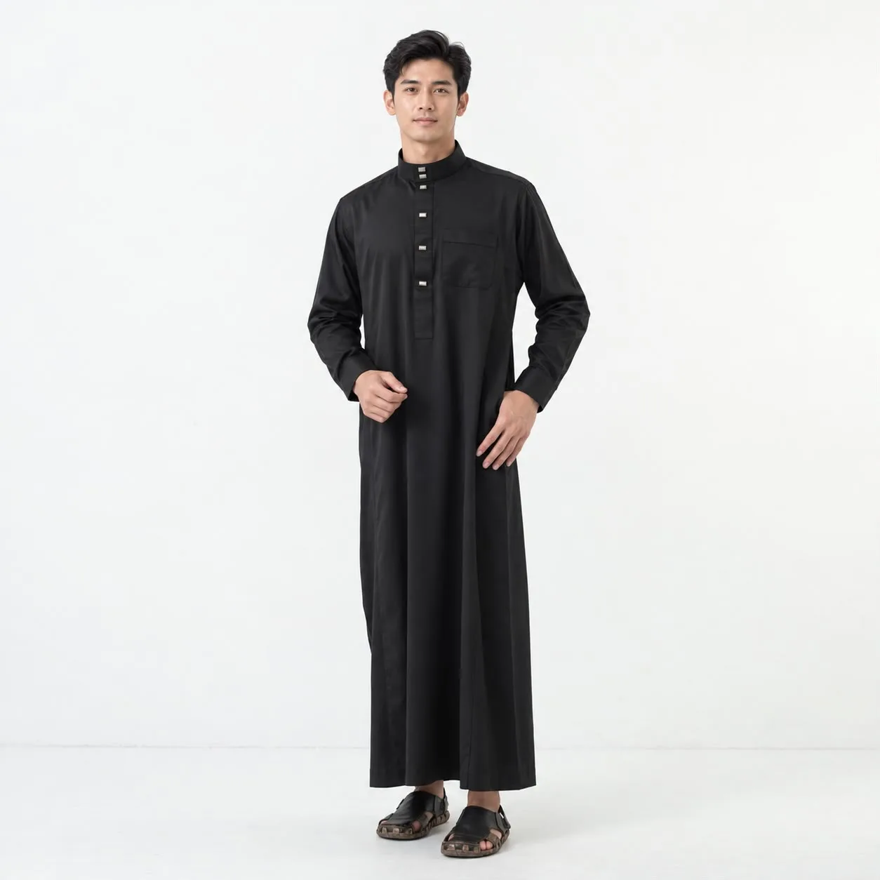 Neyda - Jubah Alfarez S/M/L/XL Bahan Polymicro | Baju Gamis Jubah Pria Muslim Dewasa Lengan Panjang Kancing Manset