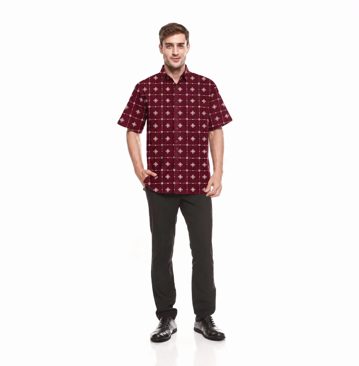 NEYDA - - Ceplok Geometris Kemeja Batik Lengan Pendek