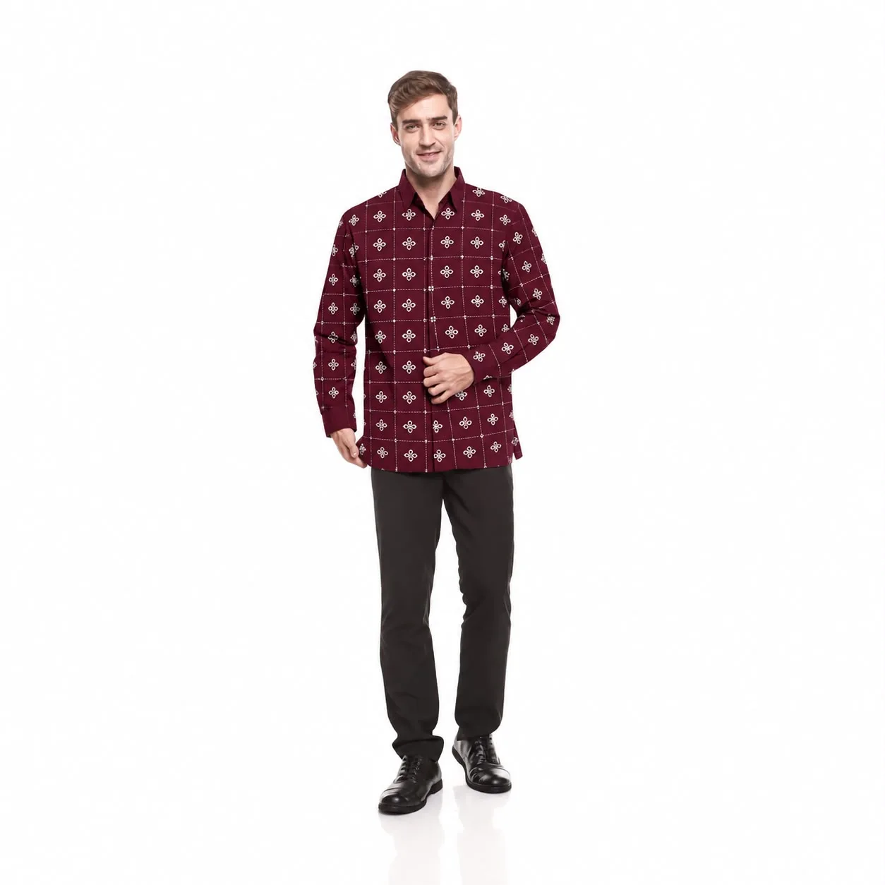NEYDA - Ceplok Geometris Kemeja Batik Lengan Panjang