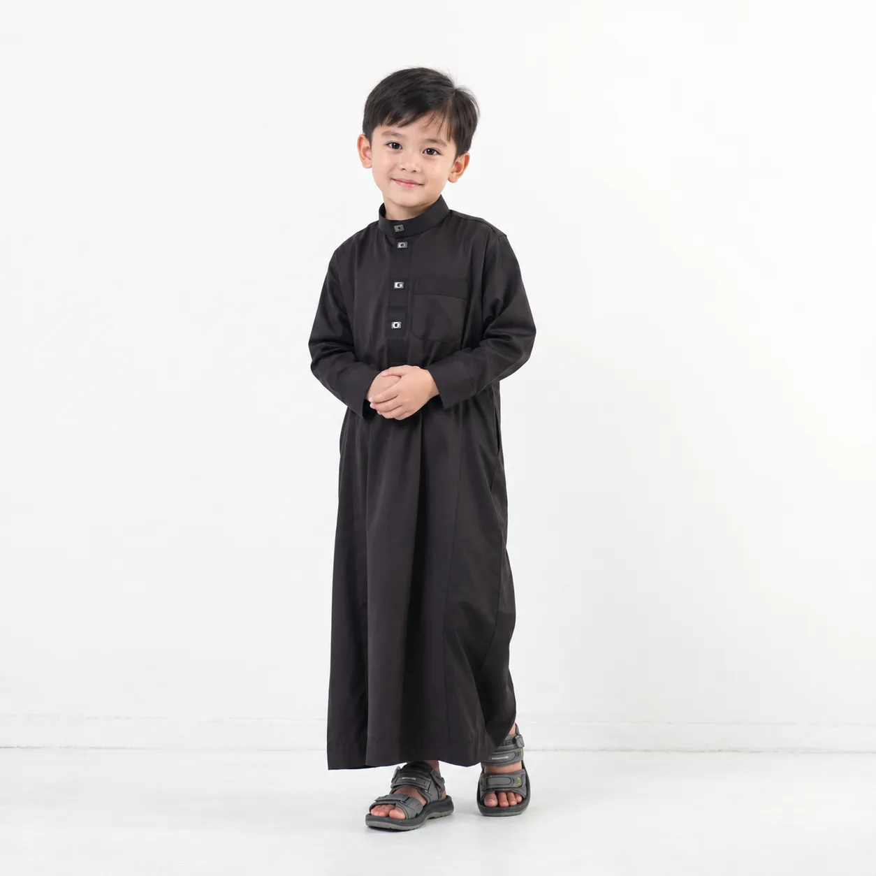 Neyda - Jubah Alfarez Hitam Anak Laki Laki usia 4 - 12 tahun Bahan Polymicro | Baju Gamis Jubah Pakaian Muslim Anak Laki Laki
